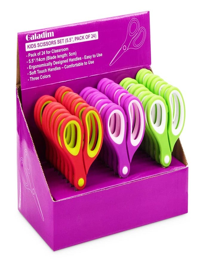 Galadim Kids Scissors (24 Count Teacher Pack, Rounded-tip, 5.5 Inch) - 5.5’’ Soft Touch Blunt School Student Scissors Shears GD-016-R-Q (Pack of 24) - Image 1